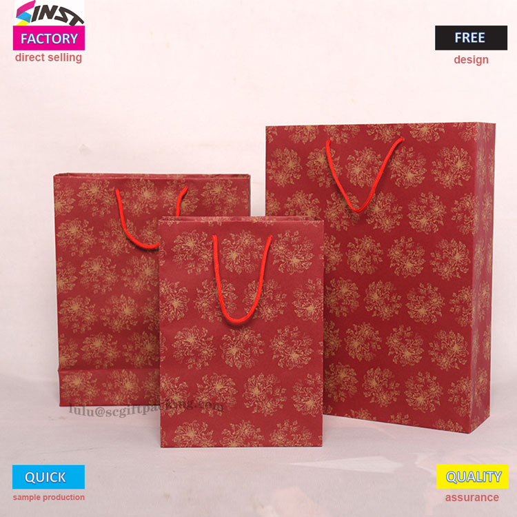 Sac fourre-tout cadeau en papier kraft rouge